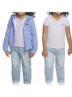 Levi's Purple Girls Activewear match. set Hoodie  T-shirt Jeans Set size 18M NWT